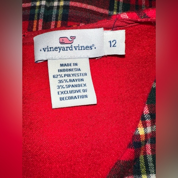 Vineyard Vines Holiday Tartan Plaid Dress Size 12 Red Black Zip Back Cap Sleeve - Picture 3 of 4